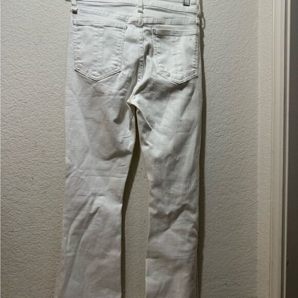 Rag & Bone Nina High Rise Ankle Flare Jeans in Summer White with Holes Size 24 - Picture 7 of 10
